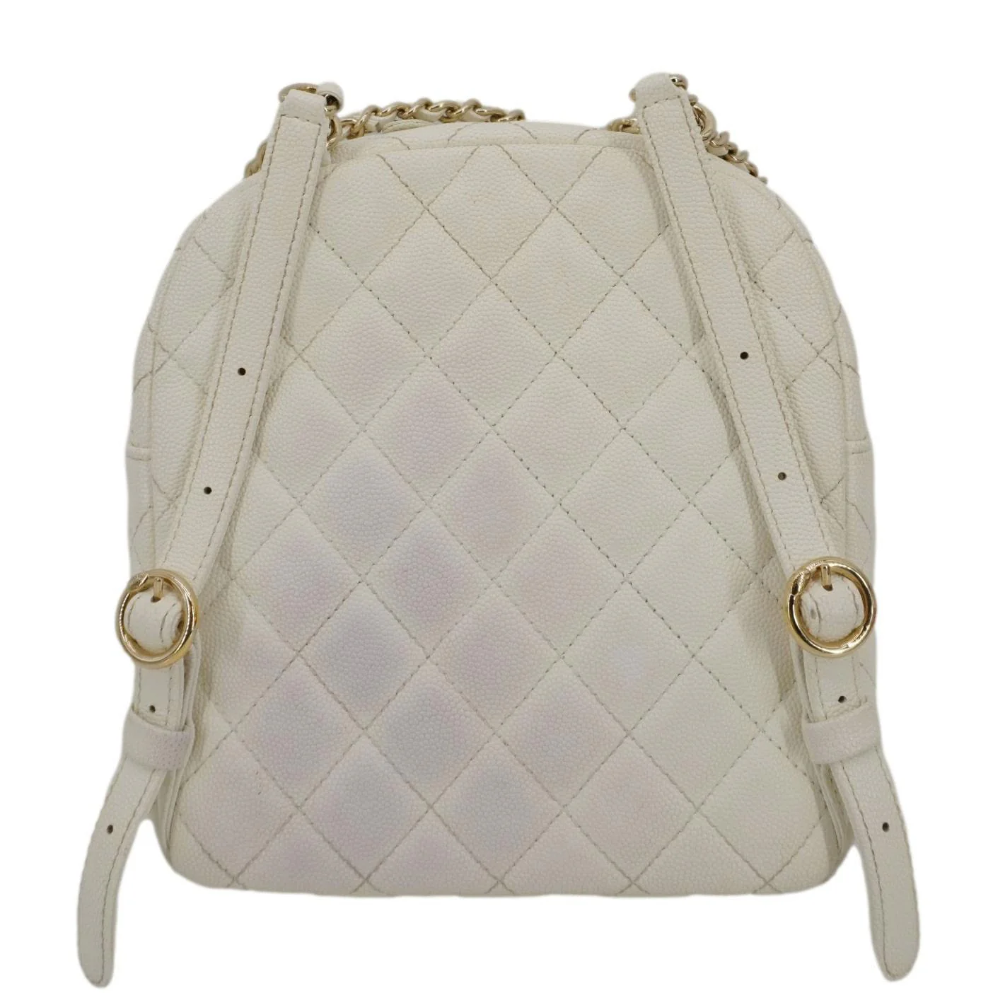 CHANEL CC Day Small Caviar Quilted Leather Backpack White - Image 4