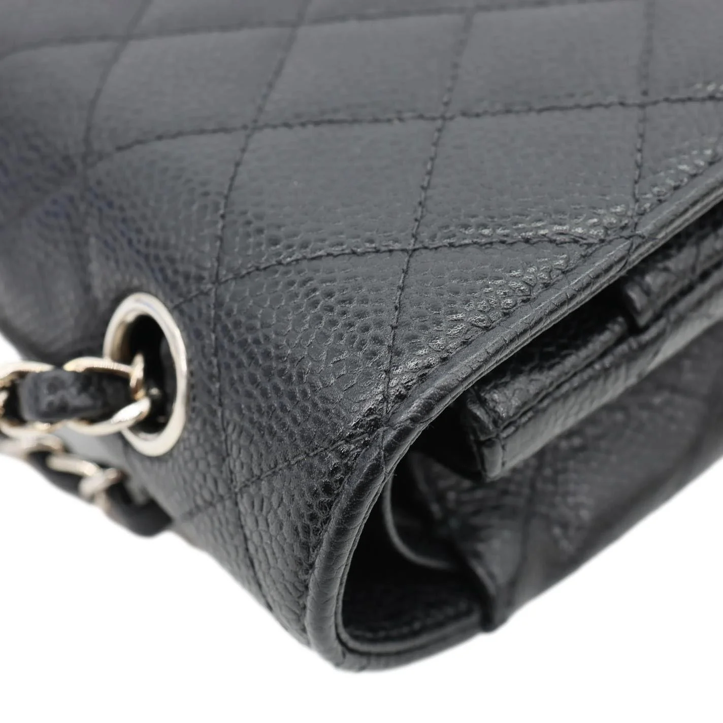 CHANEL Small Classic Flap Quilted Caviar Leather Shoulder Bag Black - Image 10