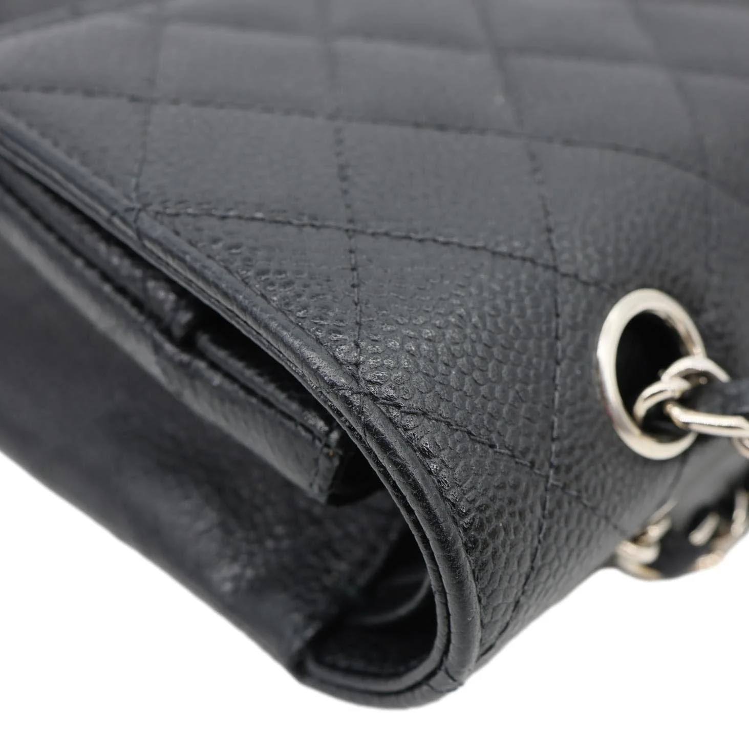 CHANEL Small Classic Flap Quilted Caviar Leather Shoulder Bag Black - Image 9