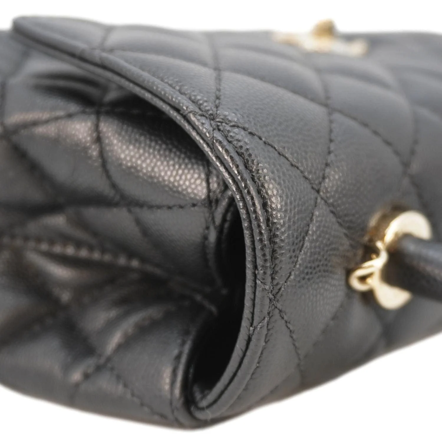 CHANEL Coco Flap Small Quilted Caviar Leather Handle Shoulder Bag Black - Image 7