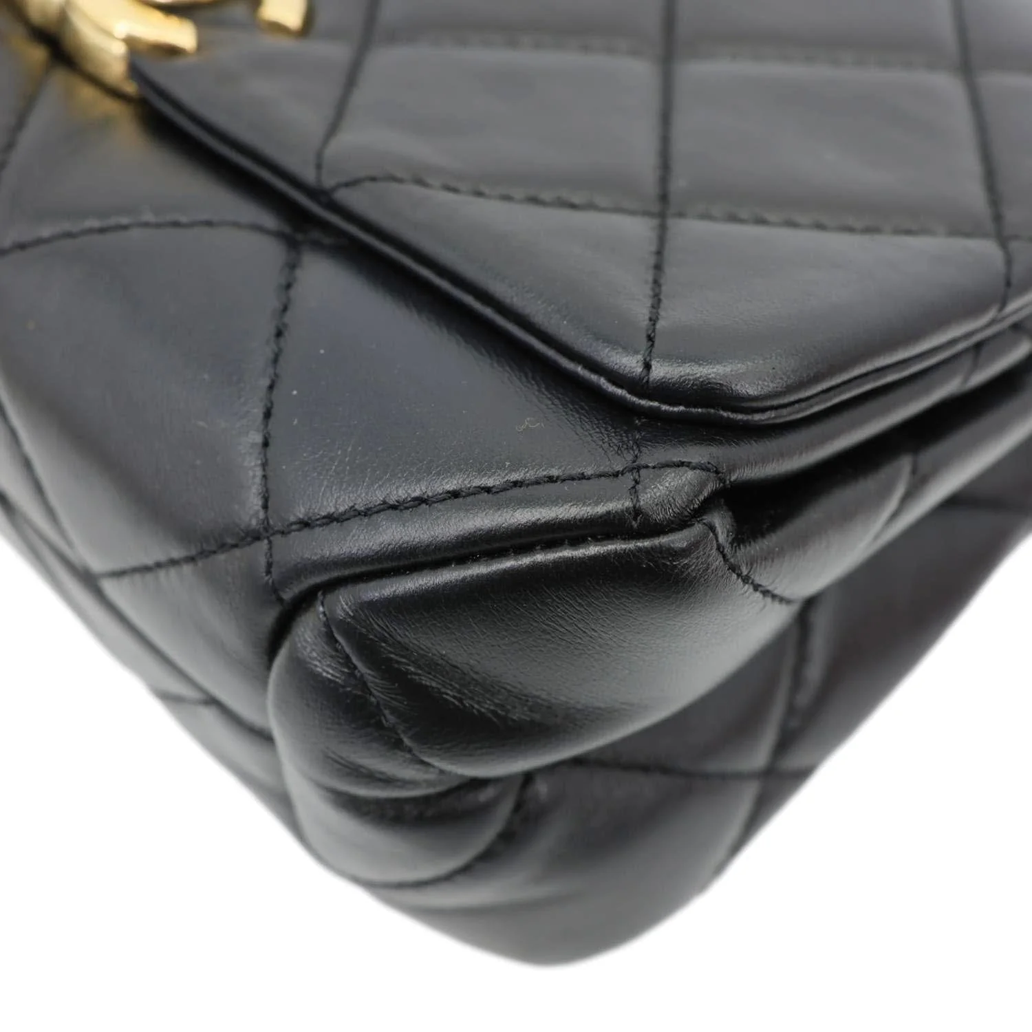 CHANEL Color Match Flap Small Quilted Lambskin Leather Crossbody Bag Black - Image 7