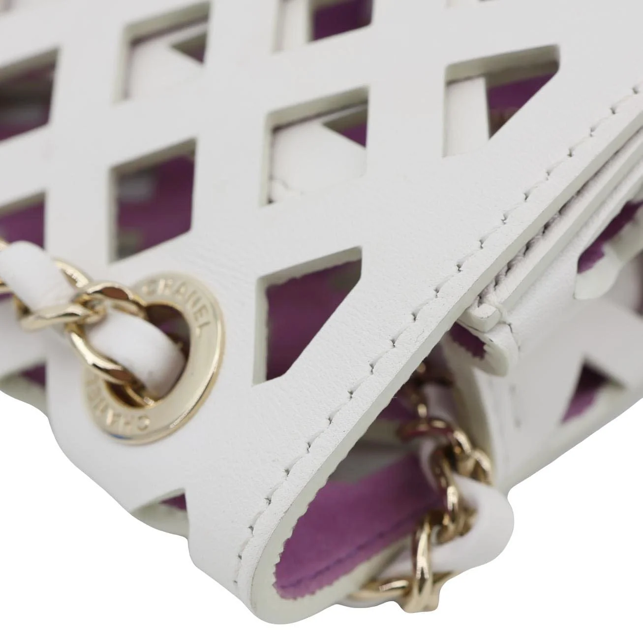 CHANEL See Through Flap Small Lambskin Leather Shoulder Bag White - Image 8