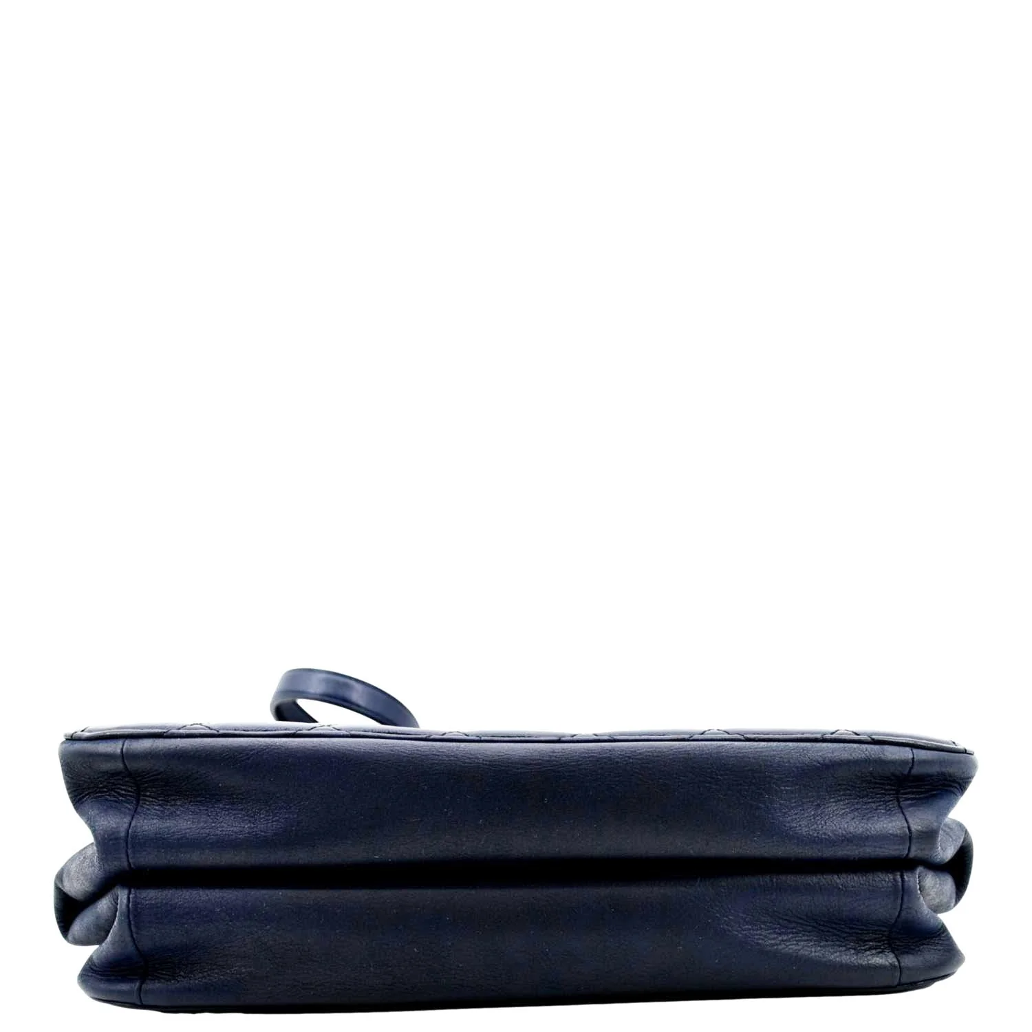 CHANEL Small Straight Lined Shopping Quilted Leather Tote Bag Blue - Image 9