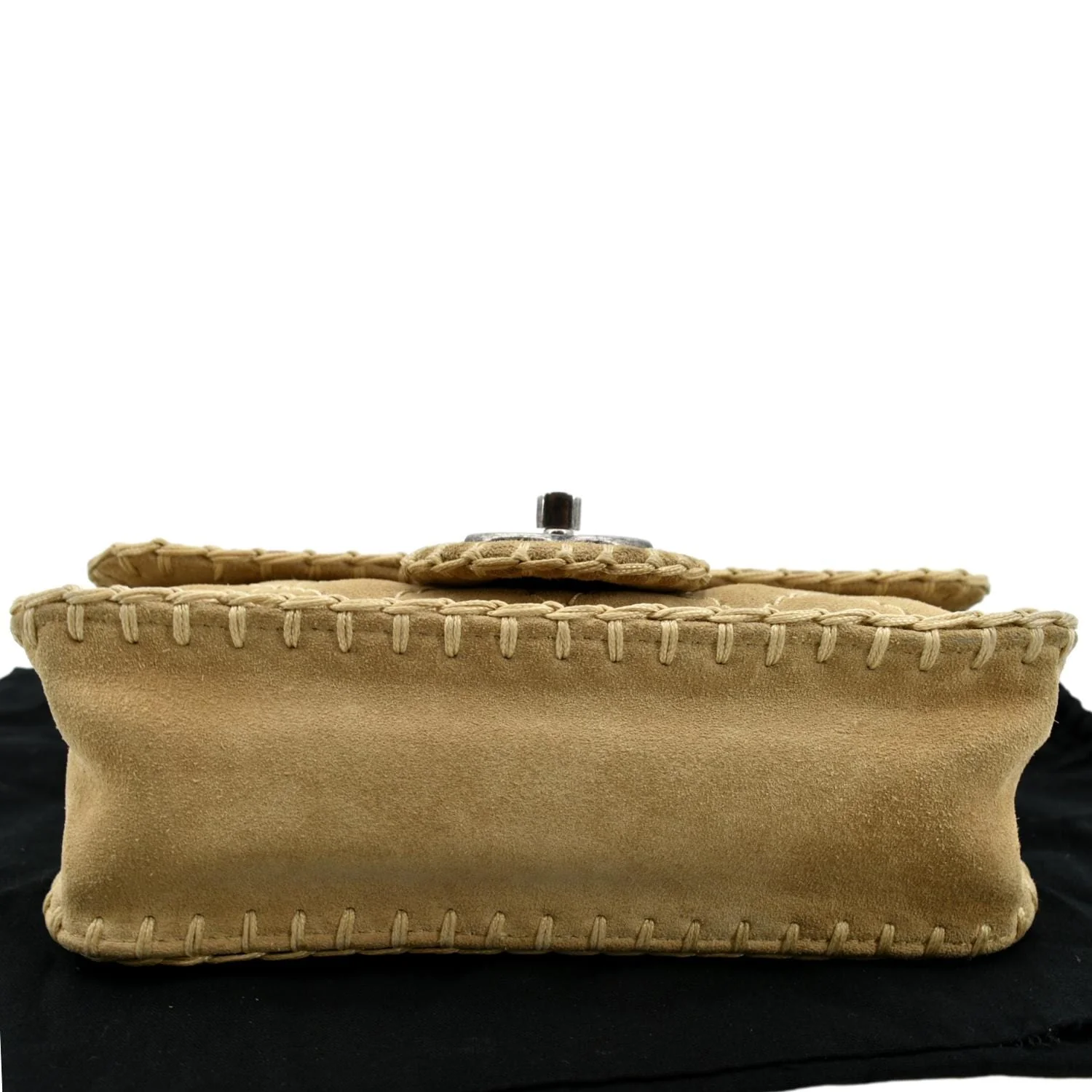 CHANEL Whipstitch Small Flap Suede Shoulder Bag Beige - Image 9