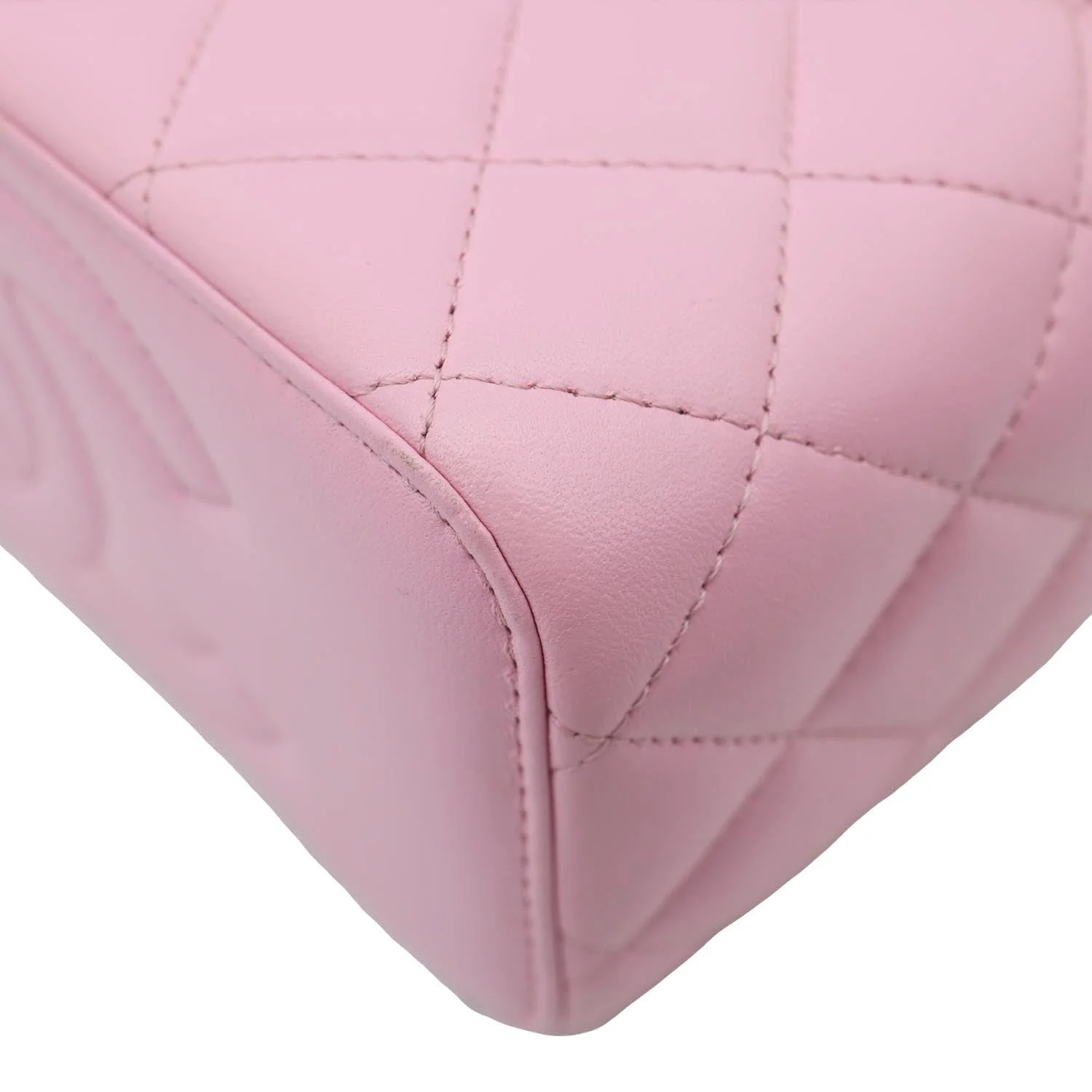 CHANEL Vanity Case Small Quilted Leather Top Handle Chain Shoulder Bag Pink - Image 10
