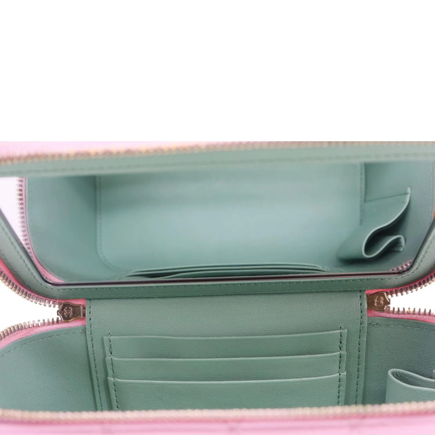 CHANEL Vanity Case Small Quilted Leather Top Handle Chain Shoulder Bag Pink - Image 12