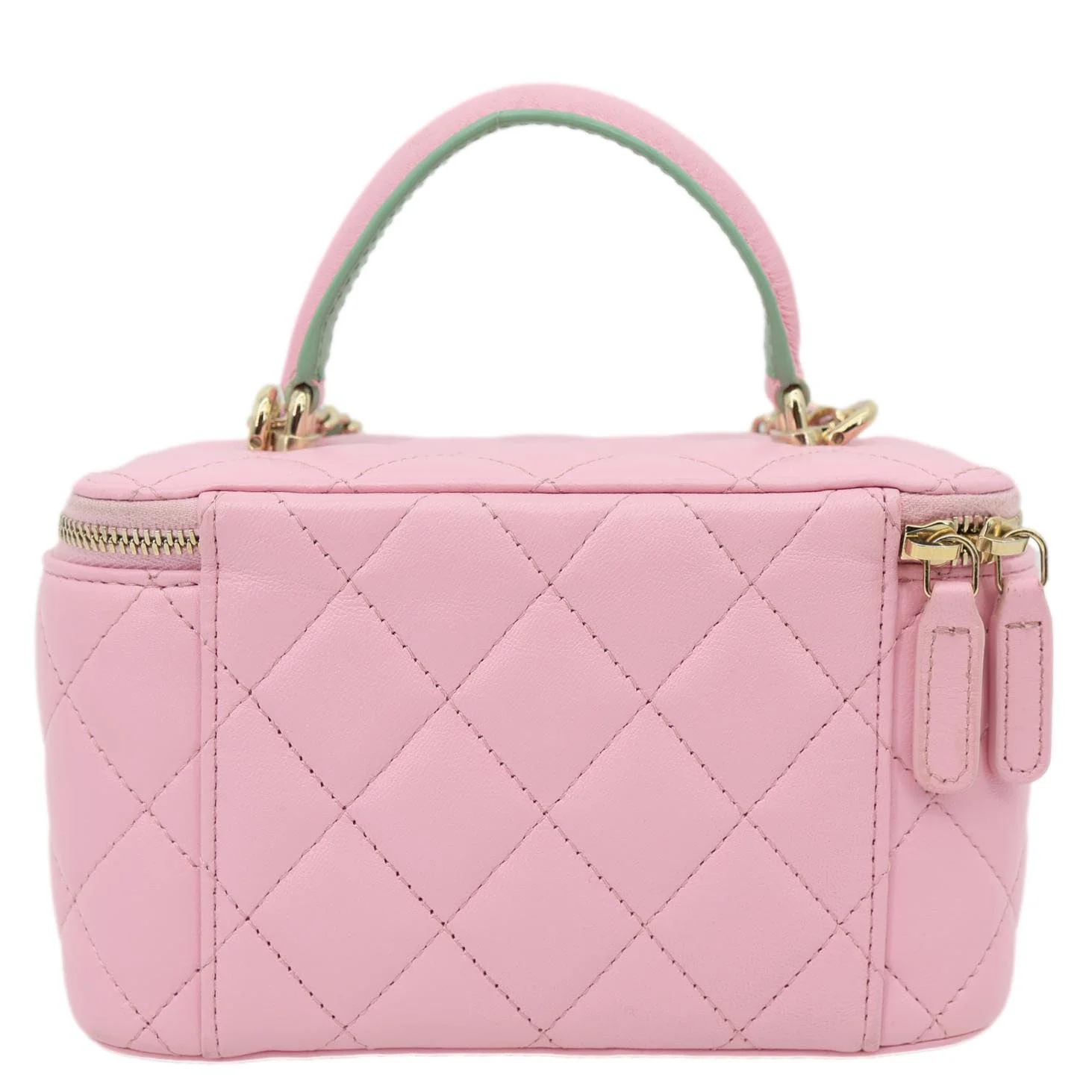 CHANEL Vanity Case Small Quilted Leather Top Handle Chain Shoulder Bag Pink - Image 4