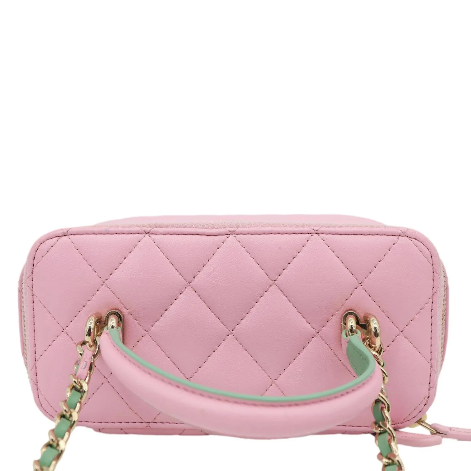 CHANEL Vanity Case Small Quilted Leather Top Handle Chain Shoulder Bag Pink - Image 5