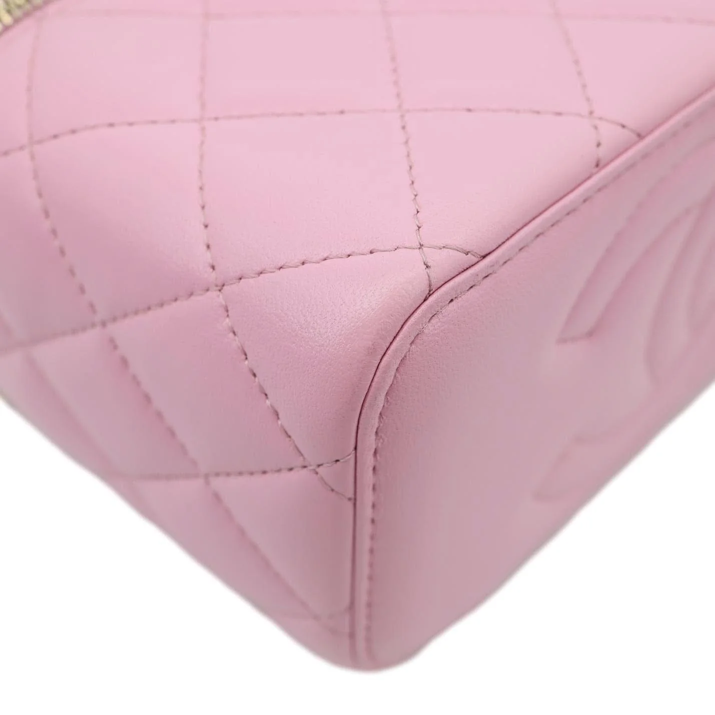 CHANEL Vanity Case Small Quilted Leather Top Handle Chain Shoulder Bag Pink - Image 9