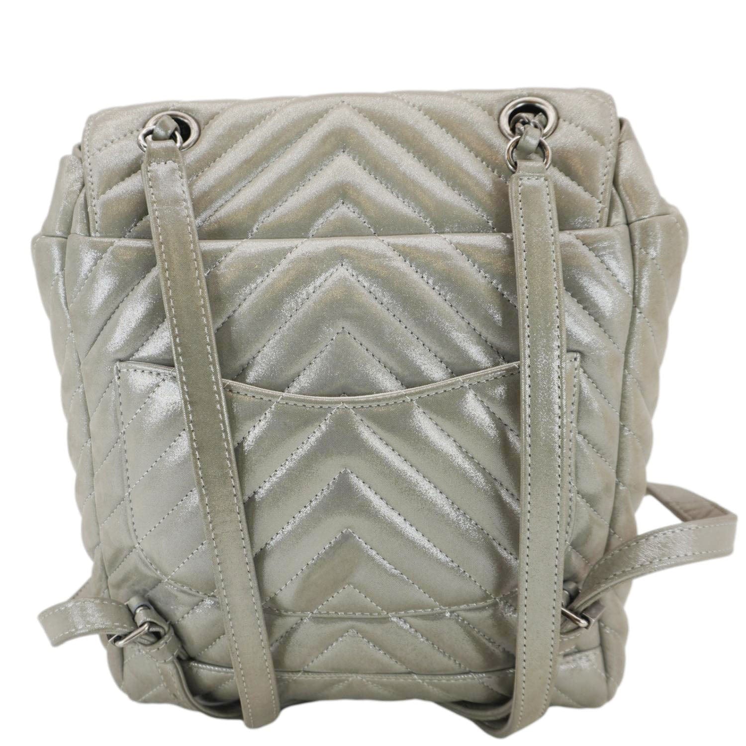 CHANEL Urban Spirit Small Chevron Calfskin Leather Backpack Silver - Image 5