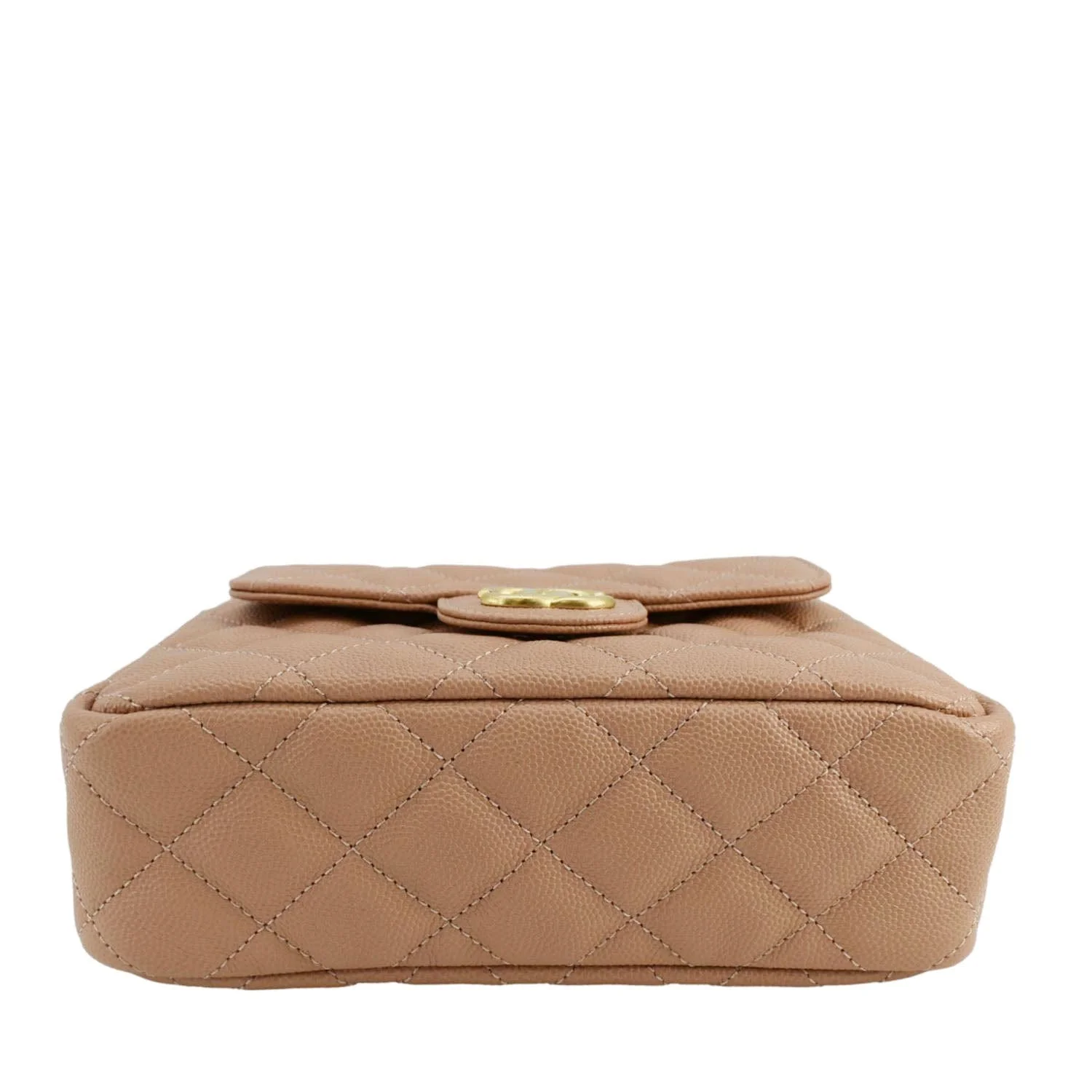 CHANEL Wavy Small Caviar Leather Hobo Shoulder Bag Peach - Image 10