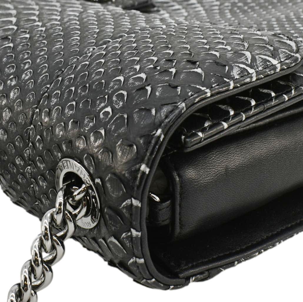 CHANEL Perfect Edge Large Flap Snakeskin Shoulder Bag Black - Image 6