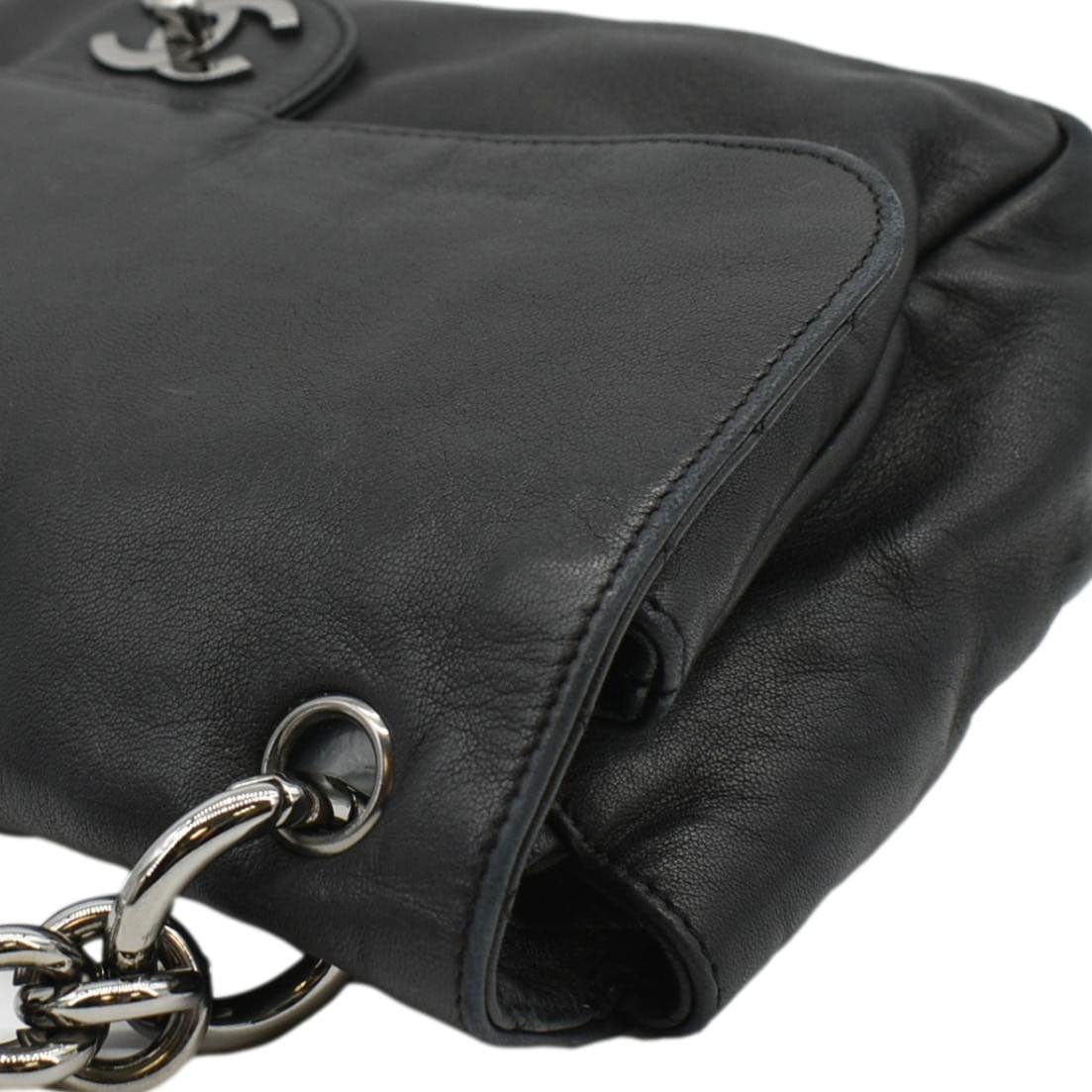CHANEL Soft and Chain Flap Leather Shoulder Bag Black - Image 6
