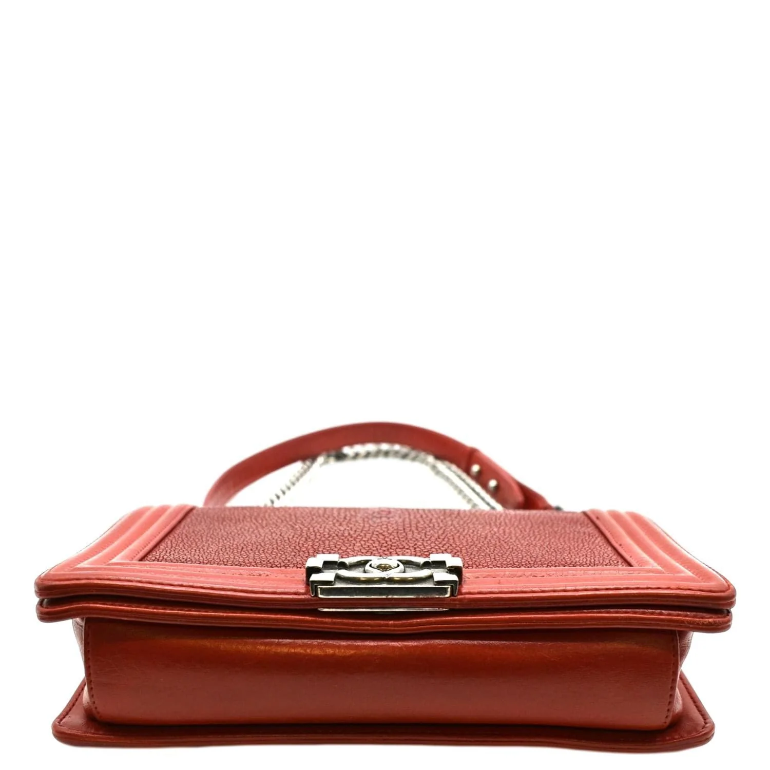 CHANEL Boy Flap with Stingray Leather Shoulder Bag Red - Final Sale - Image 13