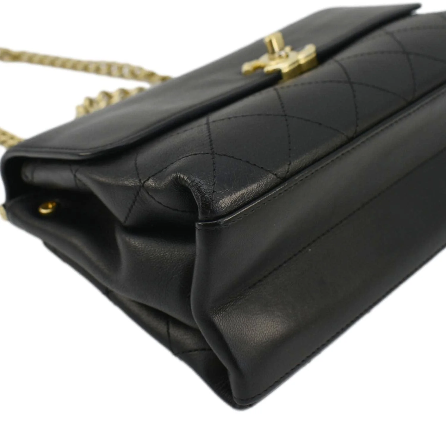 CHANEL Coco Luxe Stitched Leather Chain Crossbody Bag Black - Image 8