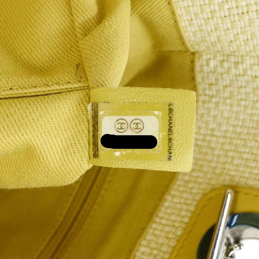 CHANEL Deauville Straw Raffia Tote Bag Yellow - Image 13