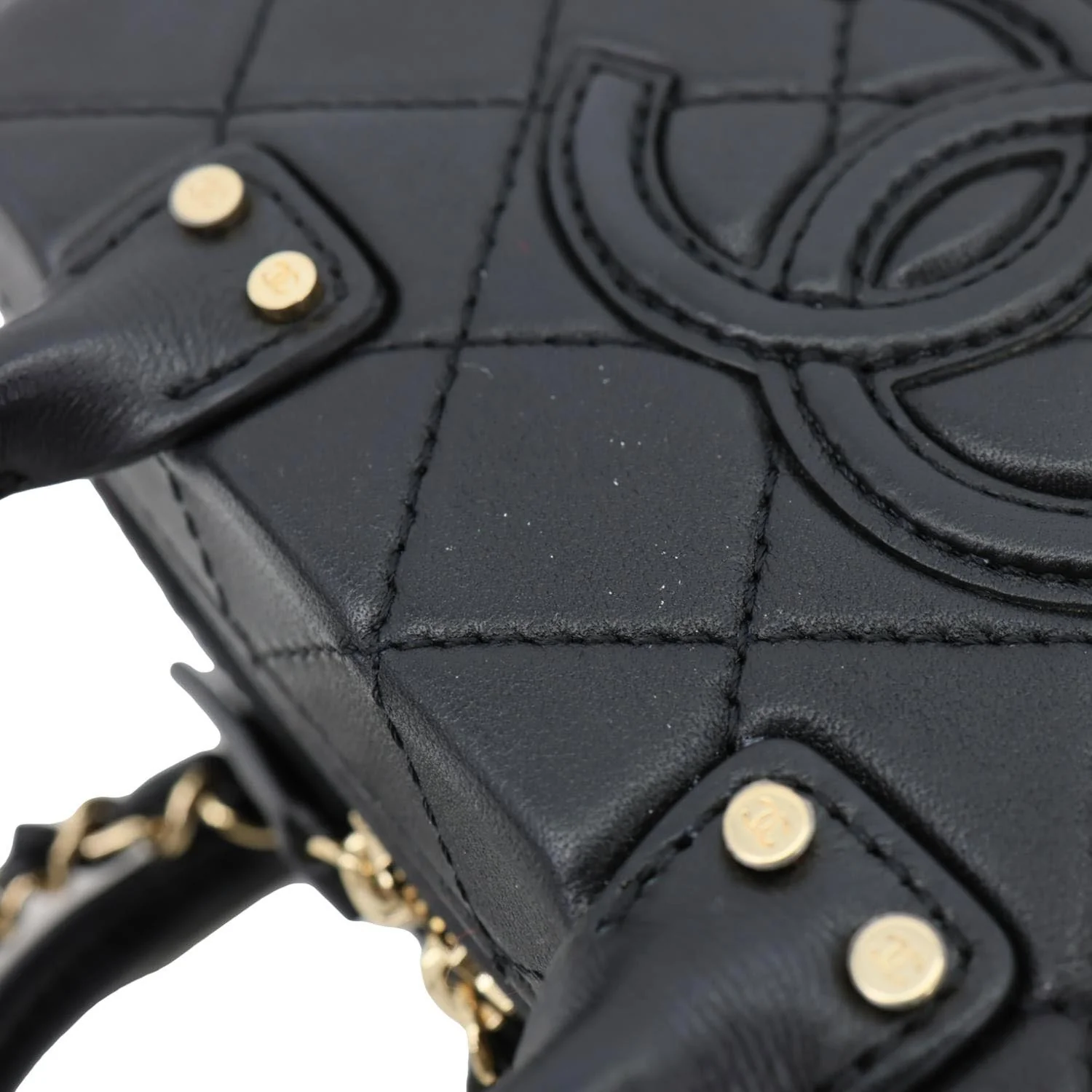 CHANEL Studded Square Quilted Leather Vanity Case Black - Image 10