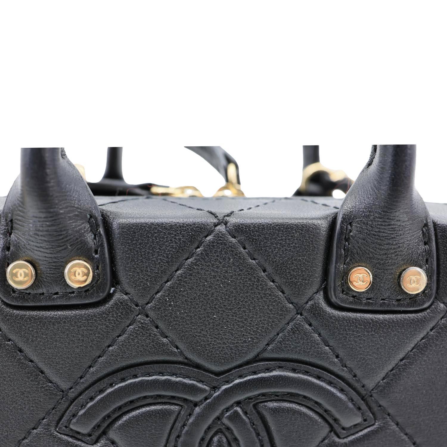 CHANEL Studded Square Quilted Leather Vanity Case Black - Image 13
