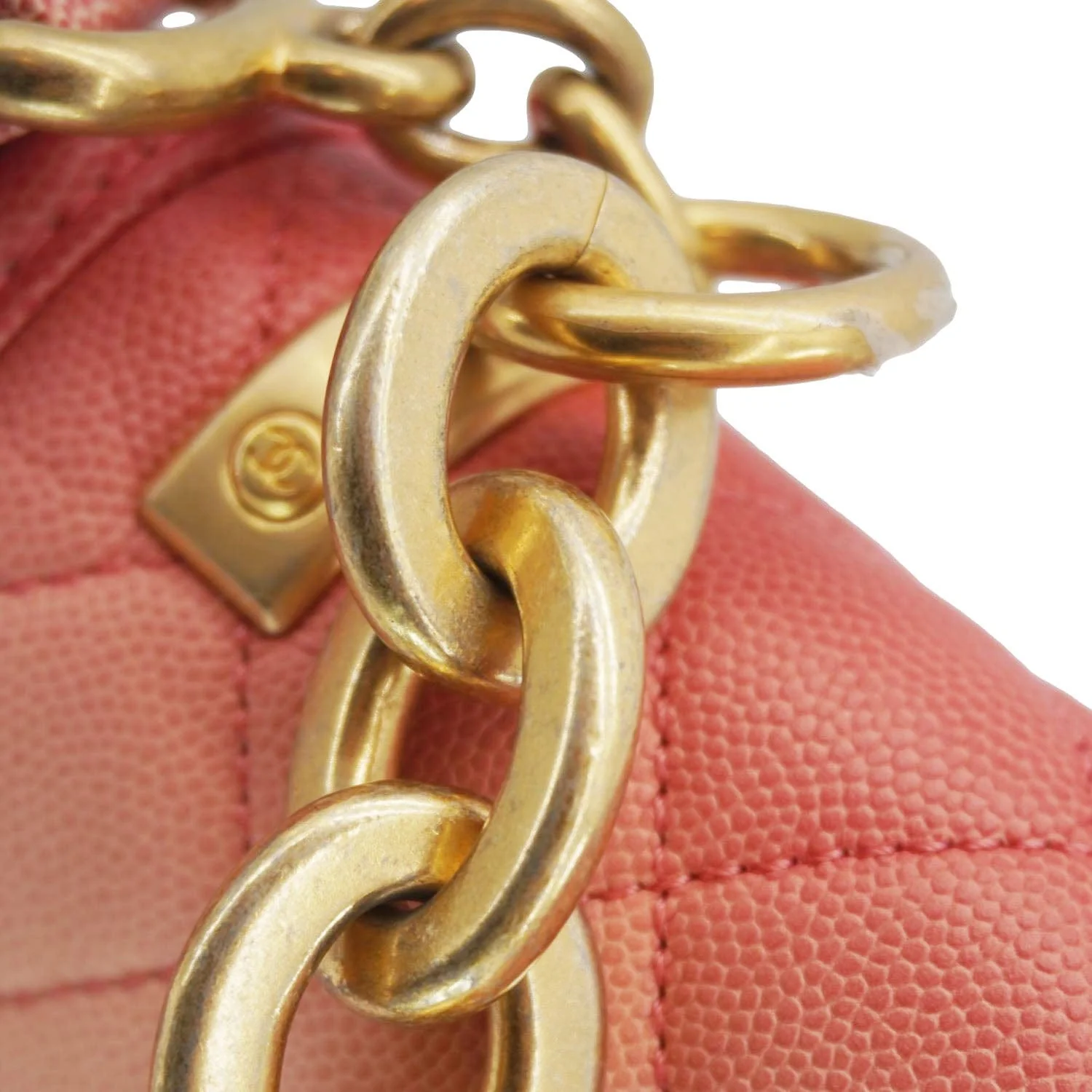 CHANEL Sunset On The Sea Flap Caviar Leather Shoulder Bag Coral - Image 14