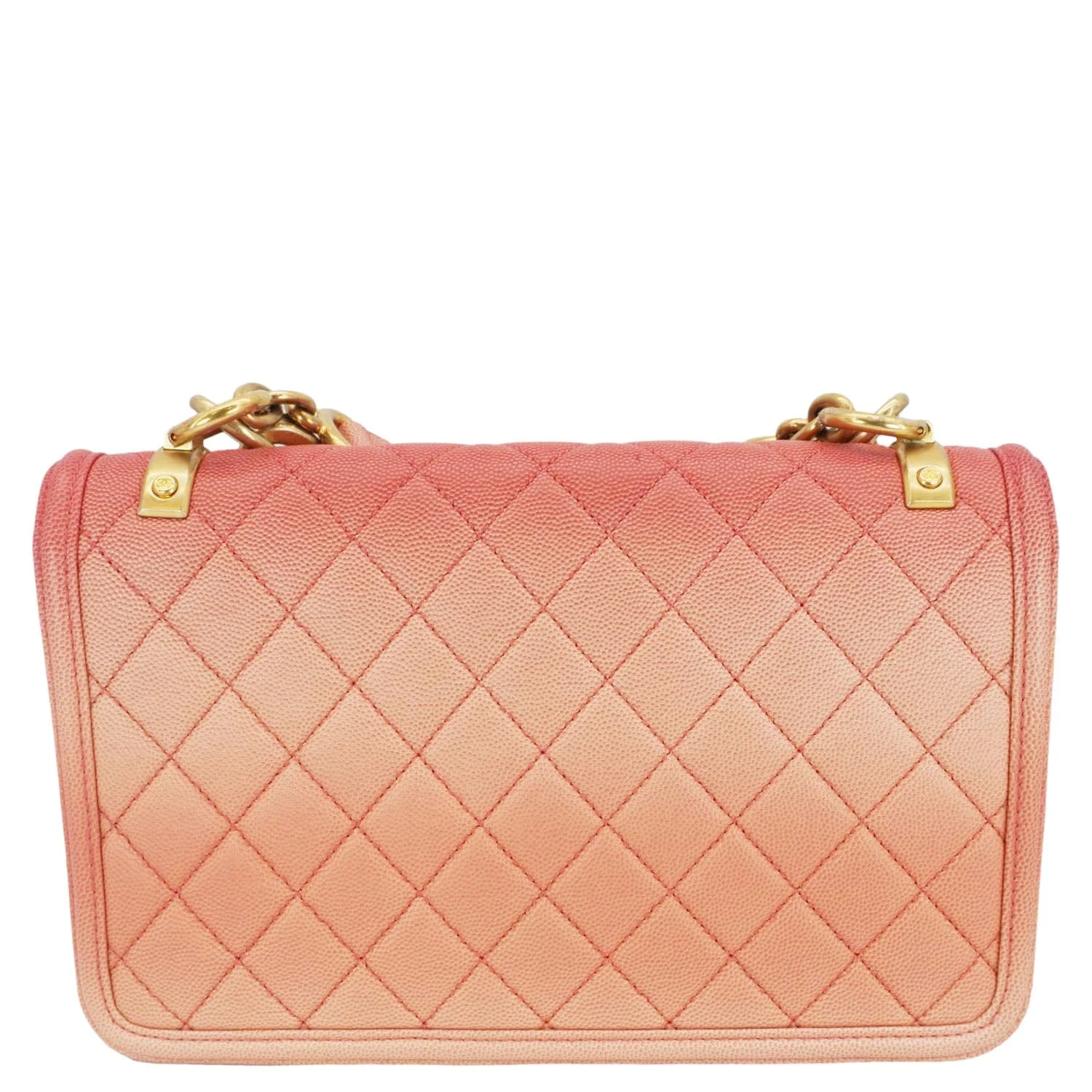 CHANEL Sunset On The Sea Flap Caviar Leather Shoulder Bag Coral - Image 4
