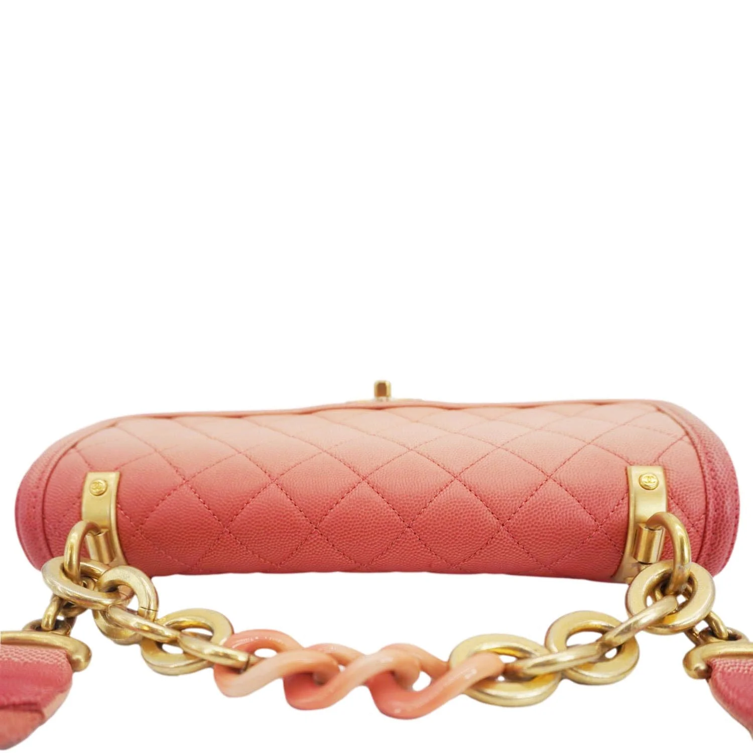 CHANEL Sunset On The Sea Flap Caviar Leather Shoulder Bag Coral - Image 5