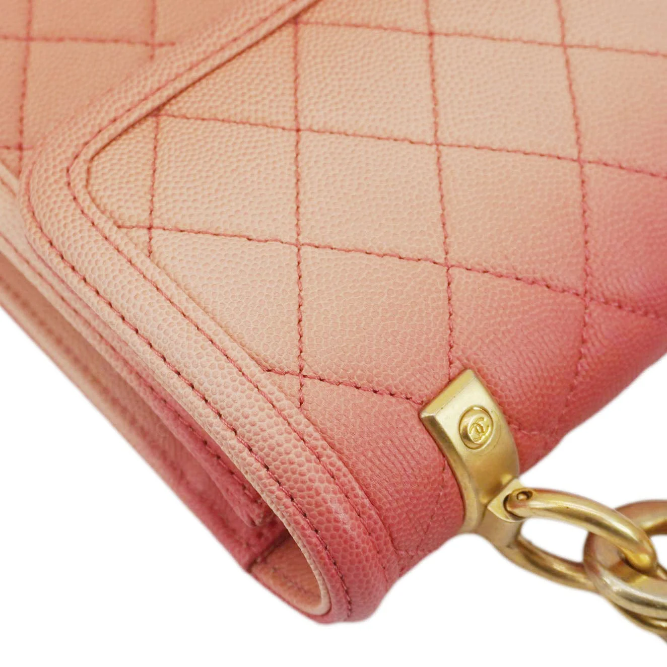 CHANEL Sunset On The Sea Flap Caviar Leather Shoulder Bag Coral - Image 6