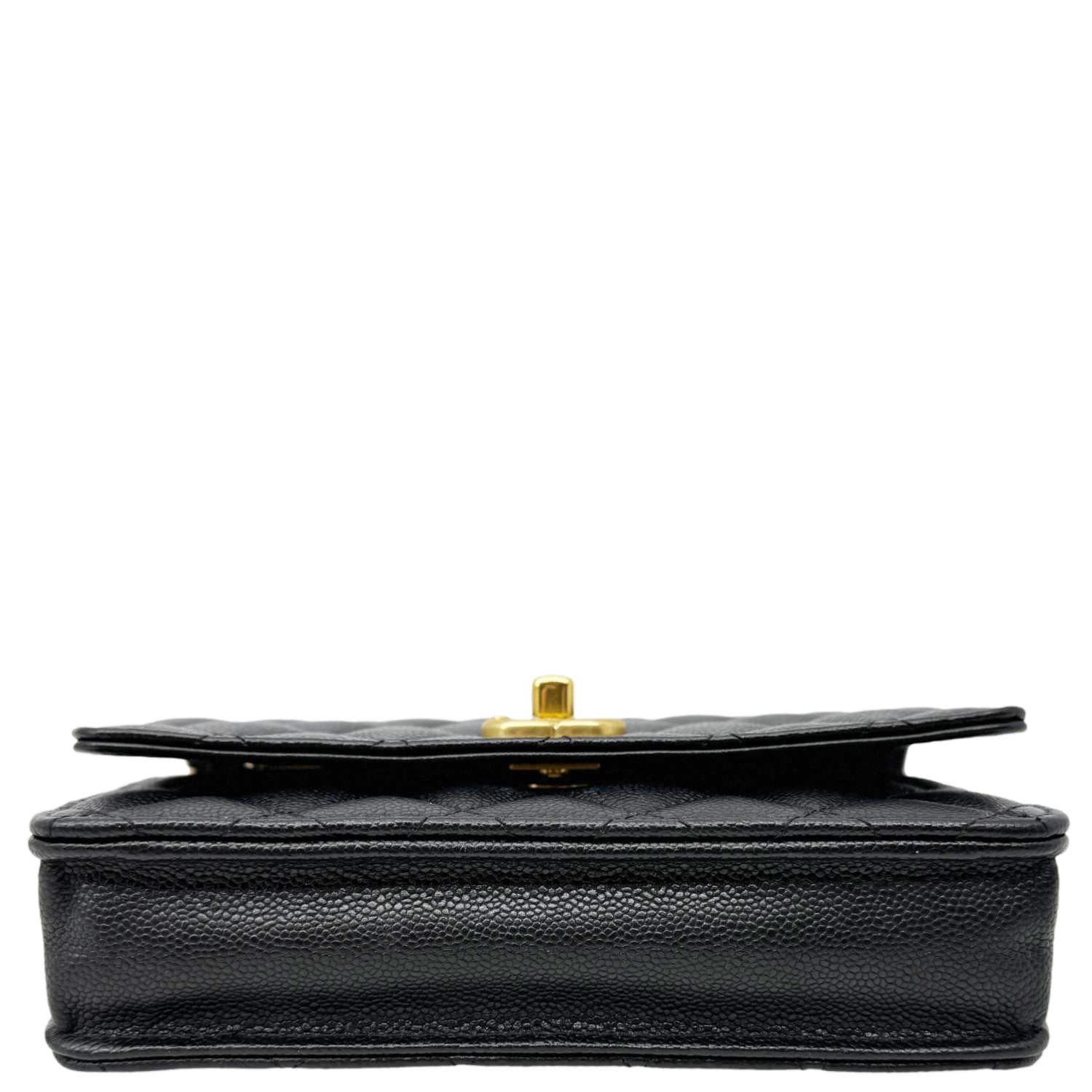 CHANEL Sweet Heart Flap Quilted Leather Wallet On Chain Crossbody Bag Black - Image 12