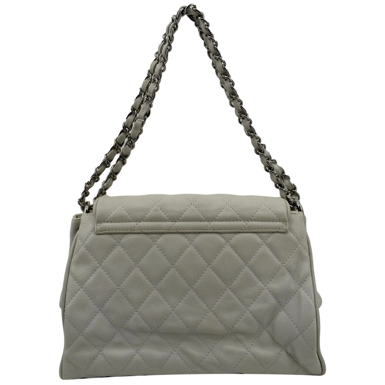 CHANEL Timeless Accordion Flap Caviar Leather Shoulder Bag White - Image 4