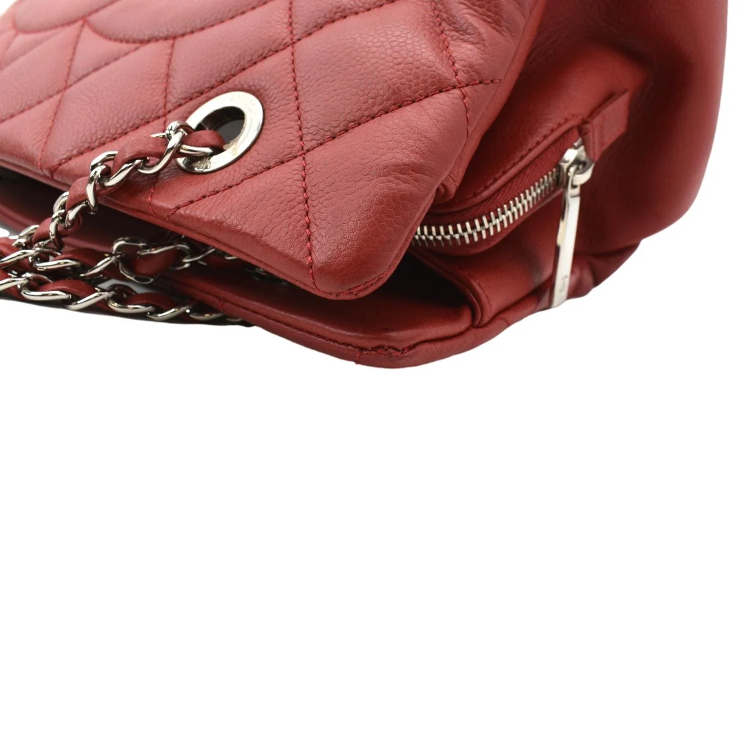 CHANEL Timeless CC Soft Quilted Caviar Leather Shopping Tote Bag Red - Image 5