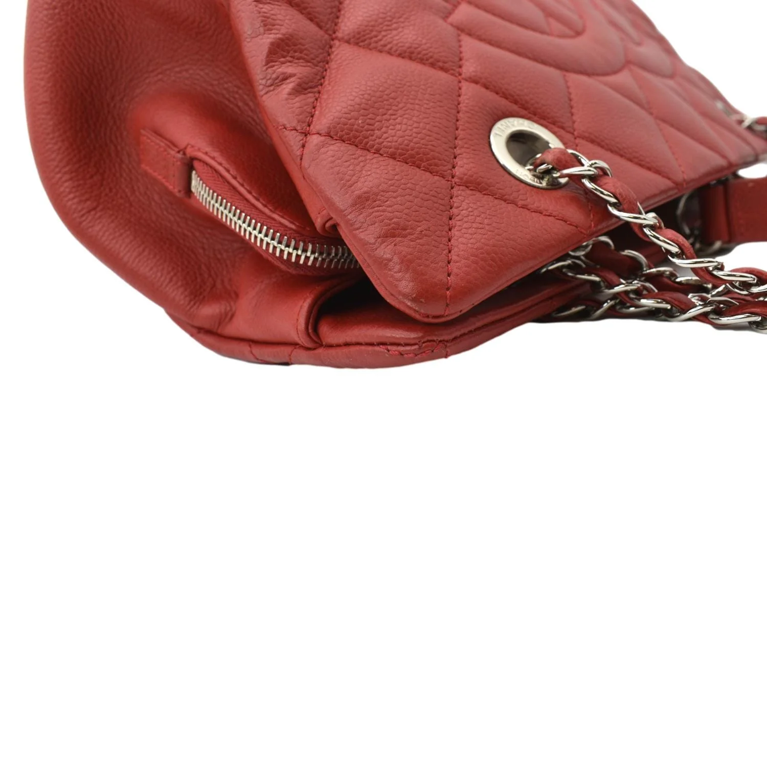 CHANEL Timeless CC Soft Quilted Caviar Leather Shopping Tote Bag Red - Image 6