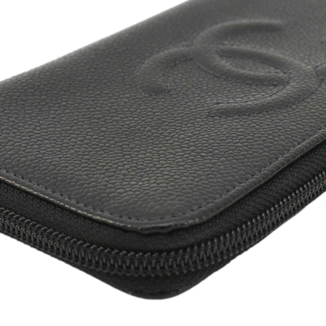 CHANEL CC Timeless Large Caviar Leather Zip Around Wallet Black - Image 9