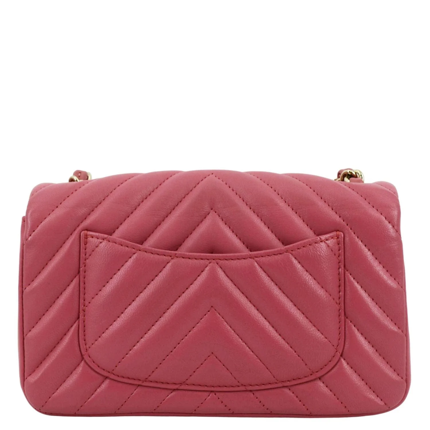 CHANEL Timeless Classic Square Flap Chevron Calfskin Leather Crossbody Bag Pink - Image 3