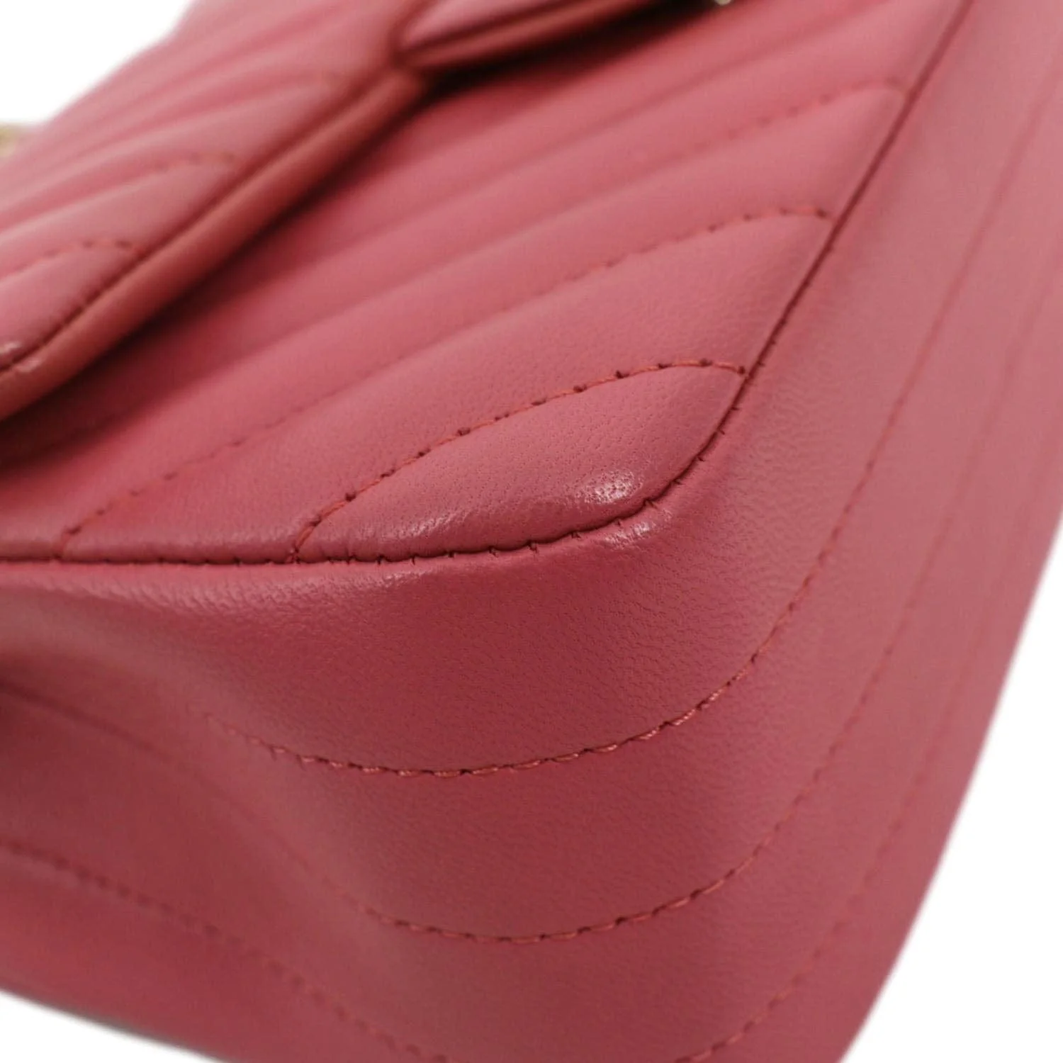 CHANEL Timeless Classic Square Flap Chevron Calfskin Leather Crossbody Bag Pink - Image 7