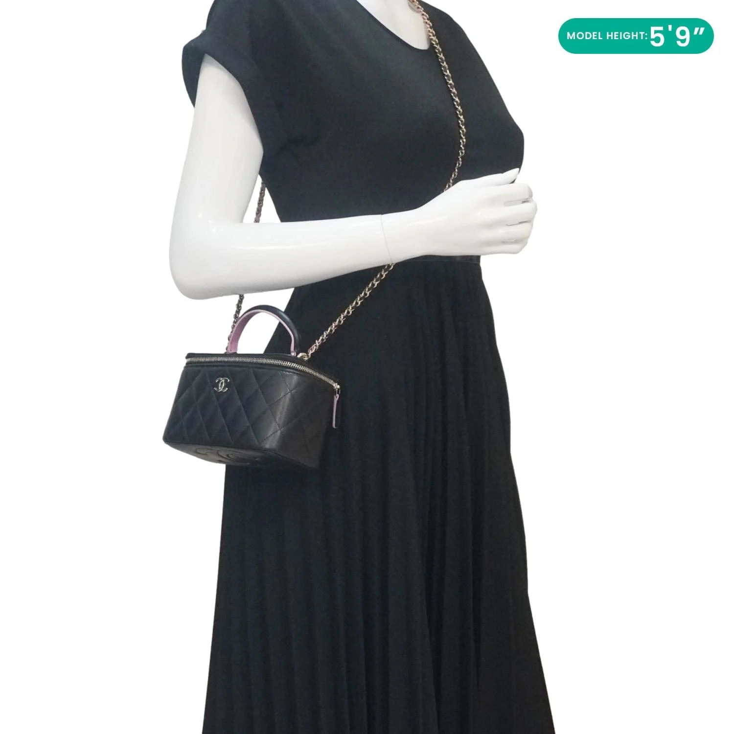 CHANEL Vanity Case Quilted Leather Top Handle Crossbody Bag Black - Image 2