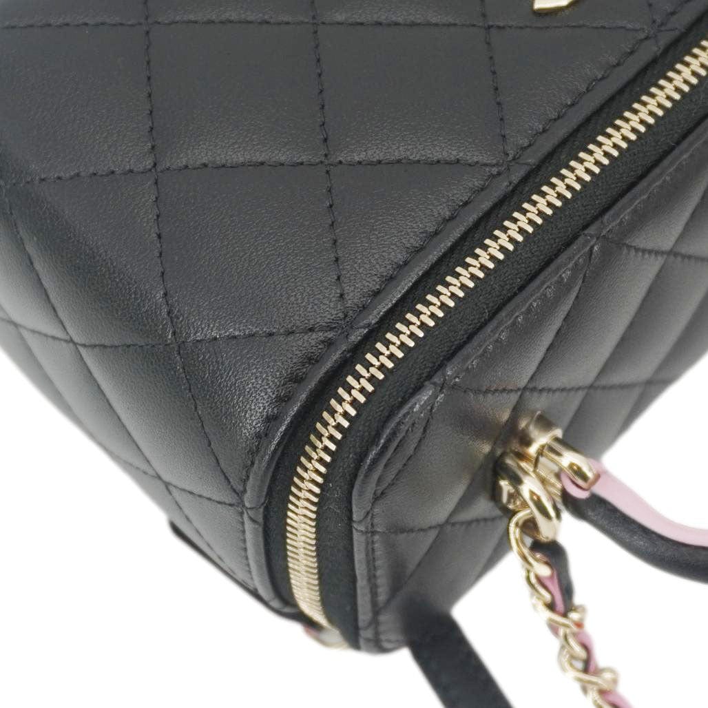 CHANEL Vanity Case Quilted Leather Top Handle Crossbody Bag Black - Image 8