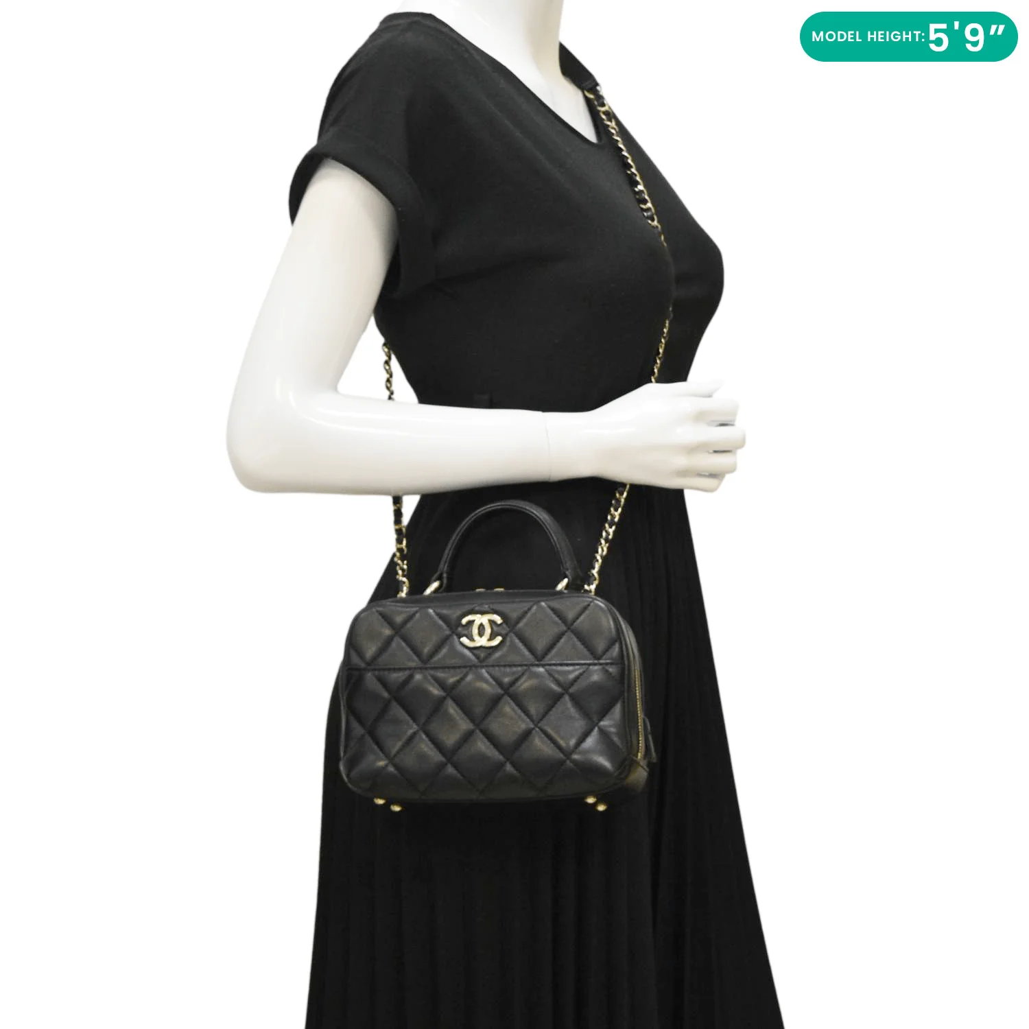 CHANEL Trendy CC Bowling Quilted Leather Shoulder Bag Black - Image 2