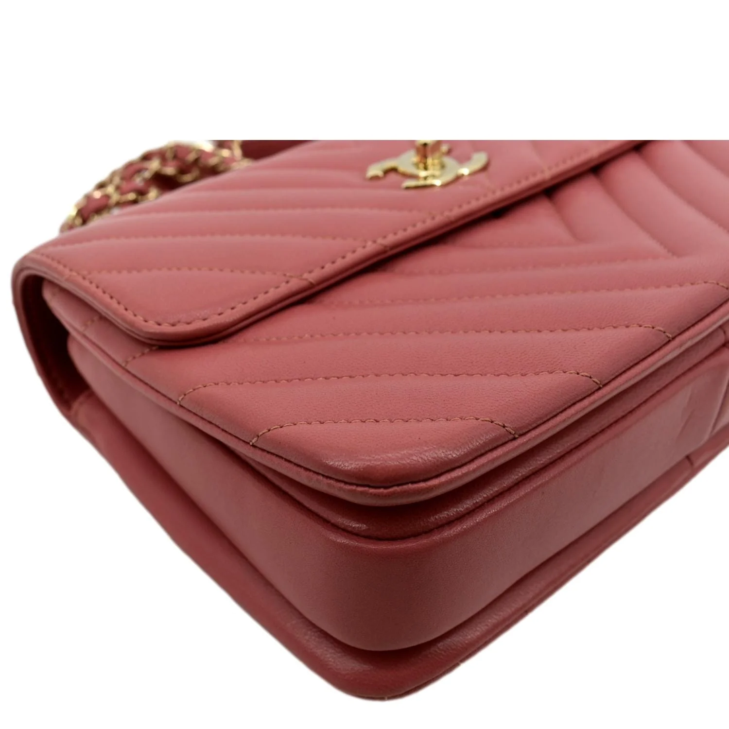 CHANEL Trendy CC Chevron Top Handle Flap Shoulder Bag Light Pink - Image 8