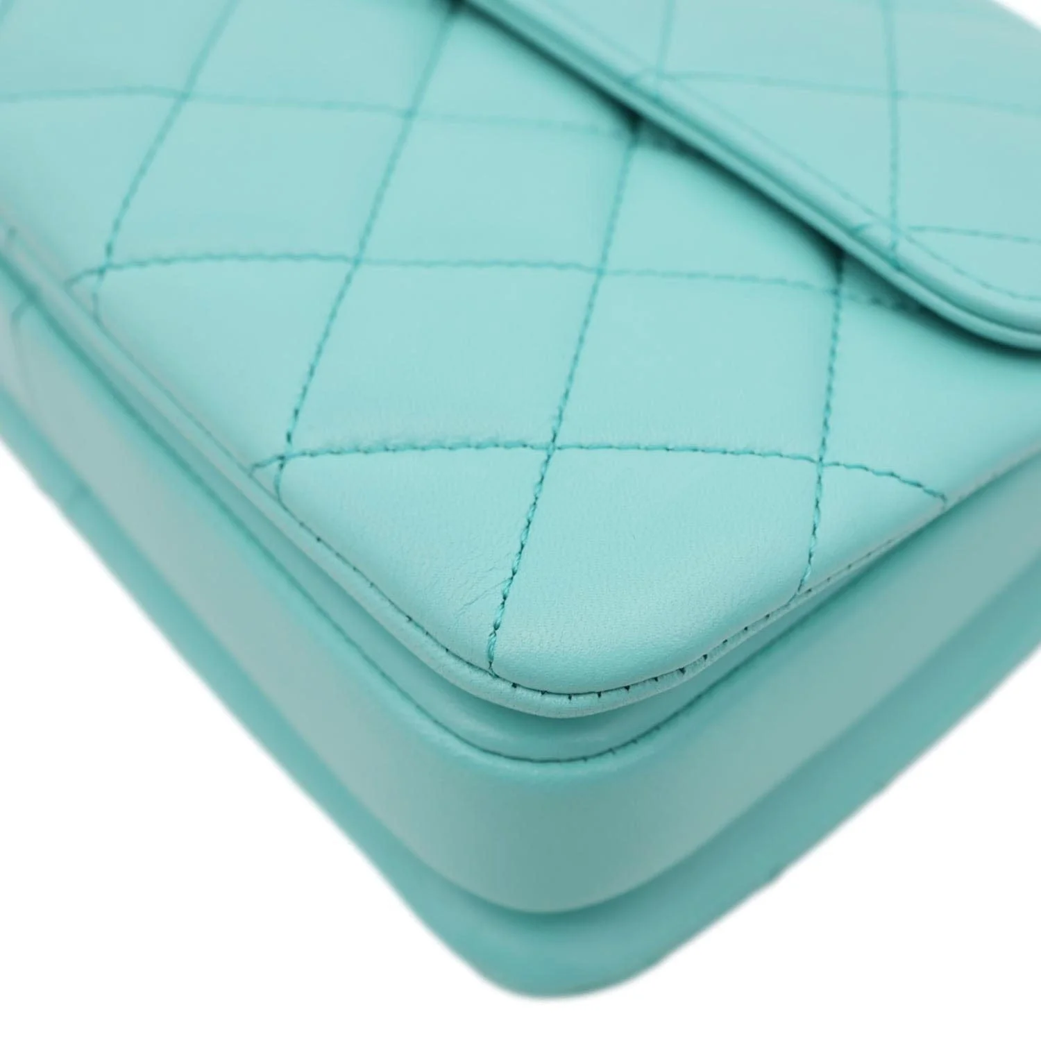 CHANEL Trendy CC Flap Mini Quilted Lambskin Top Handle Shoulder Bag Turquoise - Image 9