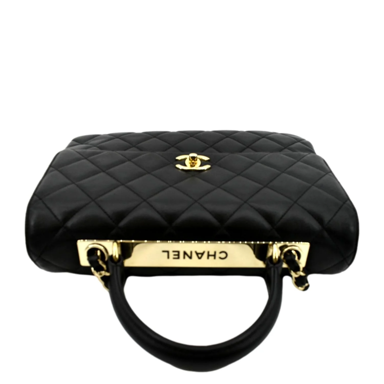 CHANEL Trendy CC Top Handle Flap Quilted Leather Shoulder Bag Black - Image 4