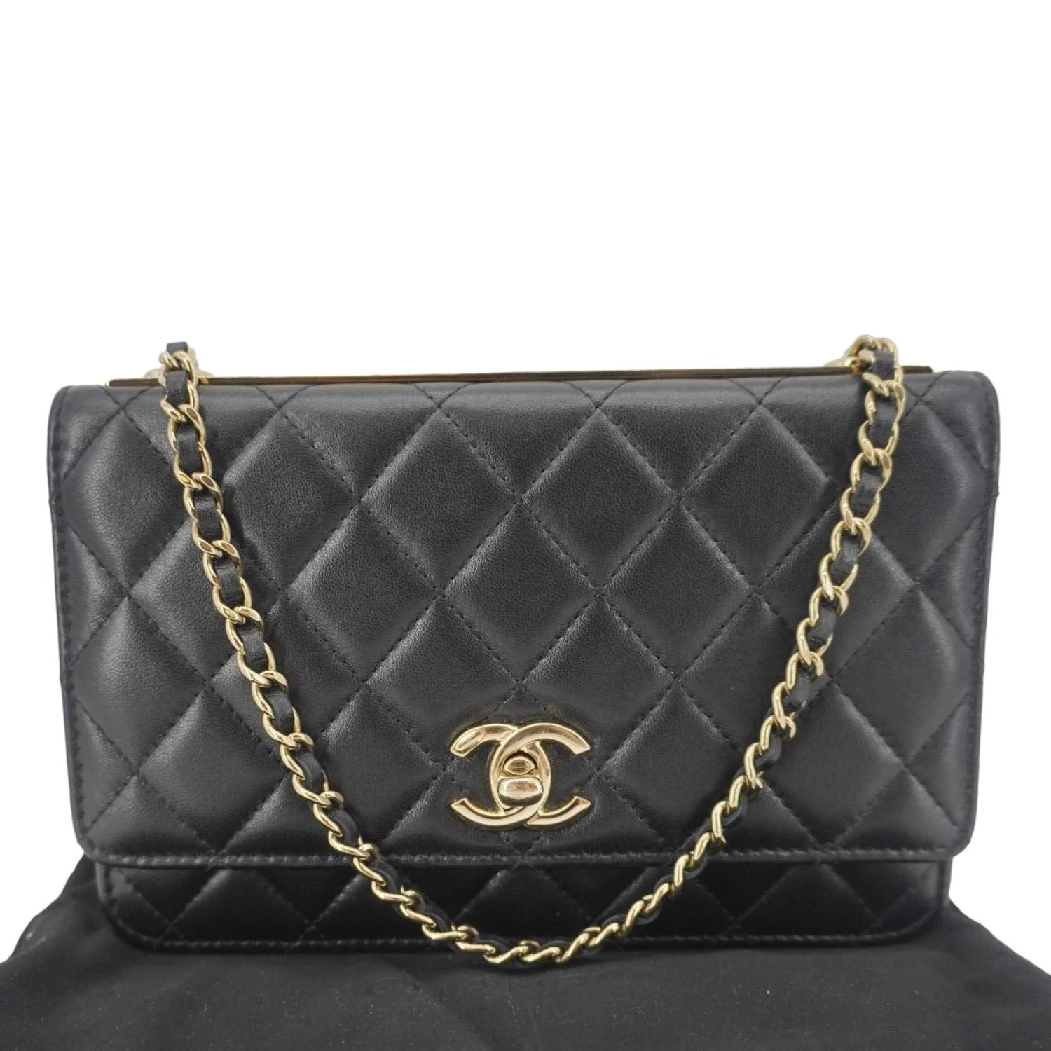 CHANEL Trendy CC Quilted Leather Wallet On Chain Crossbody Bag Black - Image 3