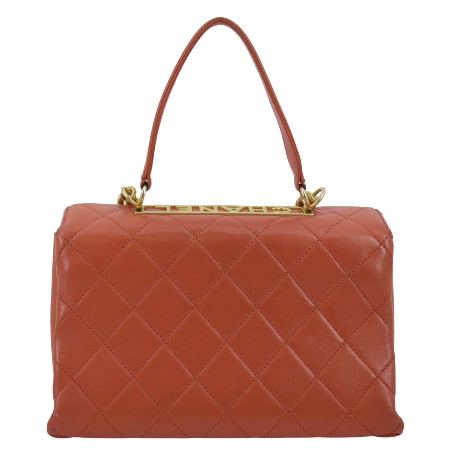 CHANEL Trendy Spirit 28 Top Handle Quilted Leather Shoulder Bag Red - Image 3