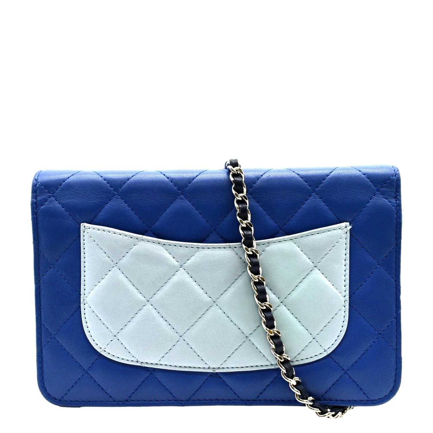 CHANEL WOC Quilted Leather Crossbody Tricolor Wallet Blue - Image 3