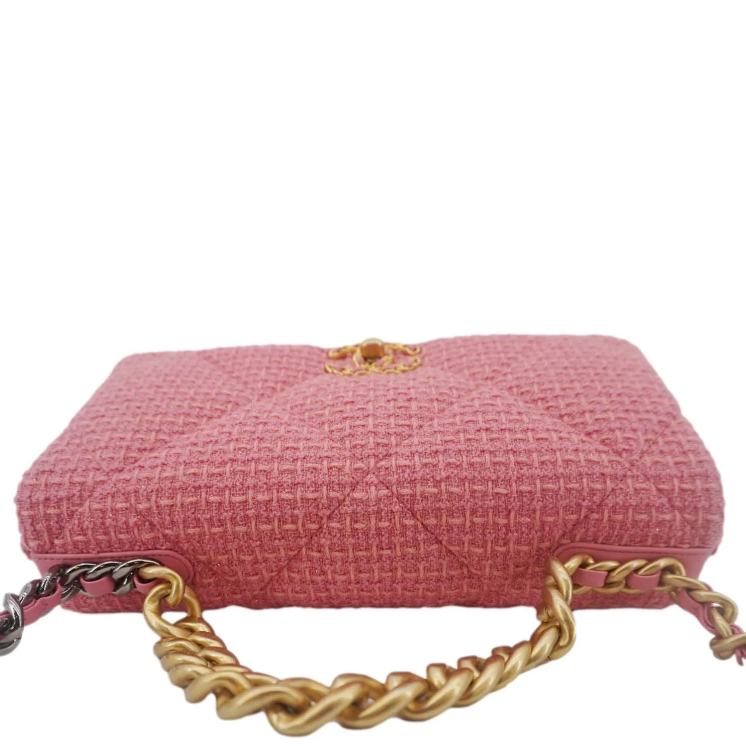 CHANEL 19 Flap Medium Quilted Tweed Shoulder Bag Rose Pink - Image 5