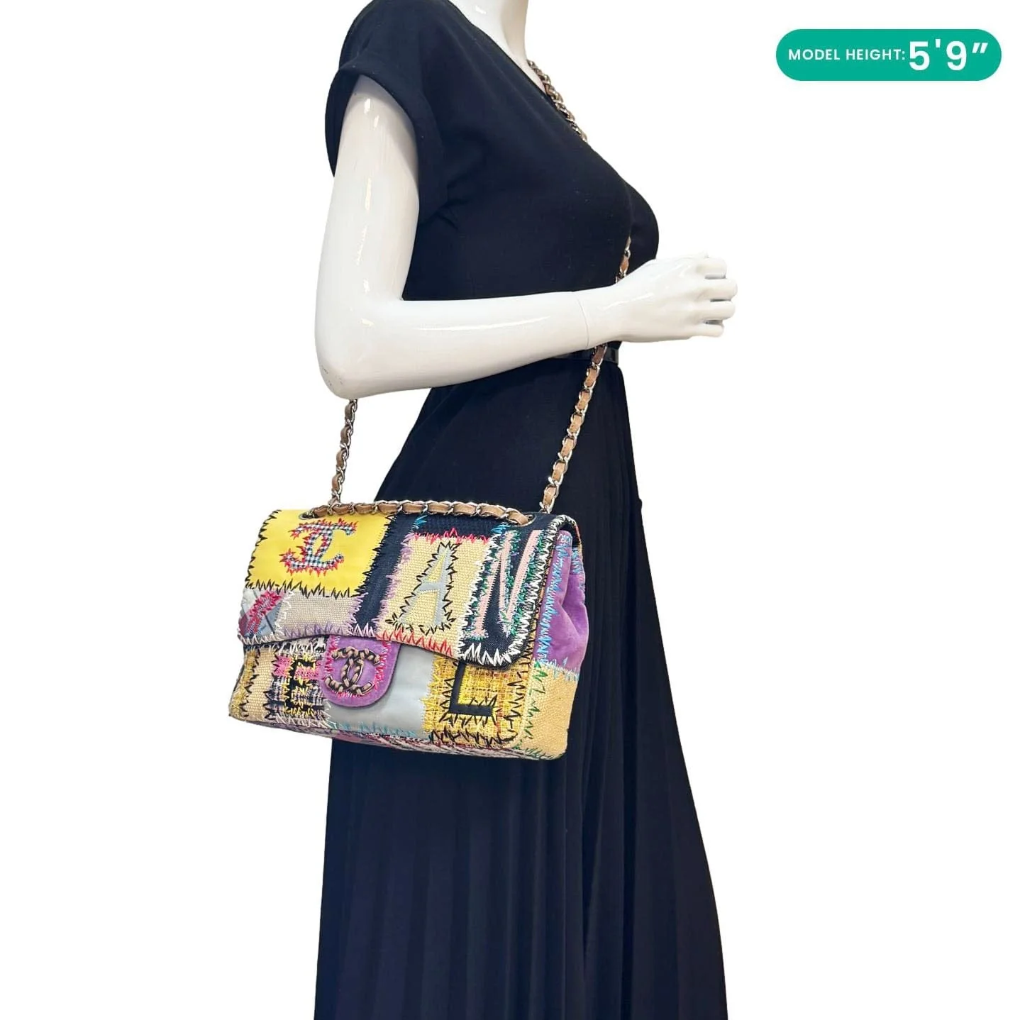 CHANEL Single Flap Jumbo Patchwork Tweed Crossbody Bag Multicolor - Image 2