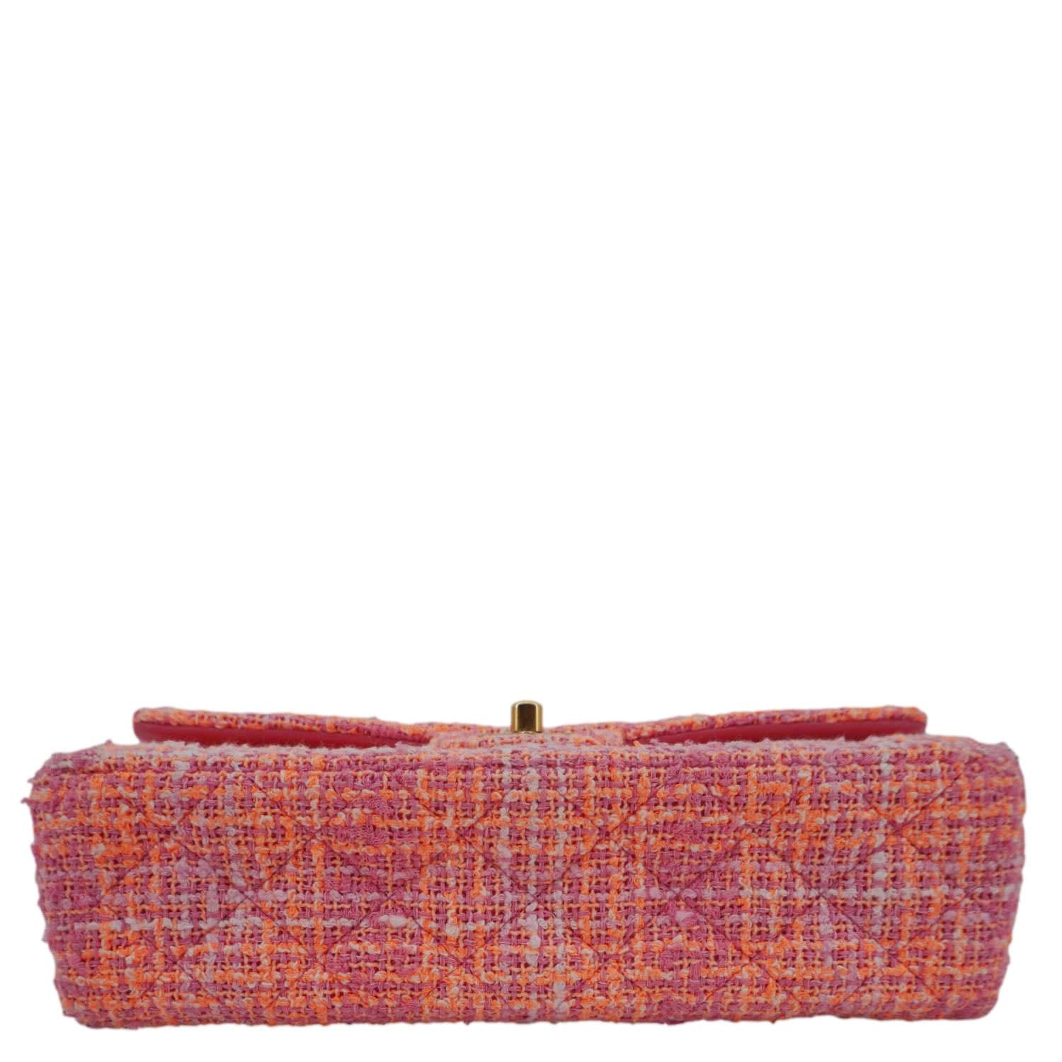 CHANEL Rectangular Flap Medium Quilted Tweed Shoulder Bag Pink - Image 11