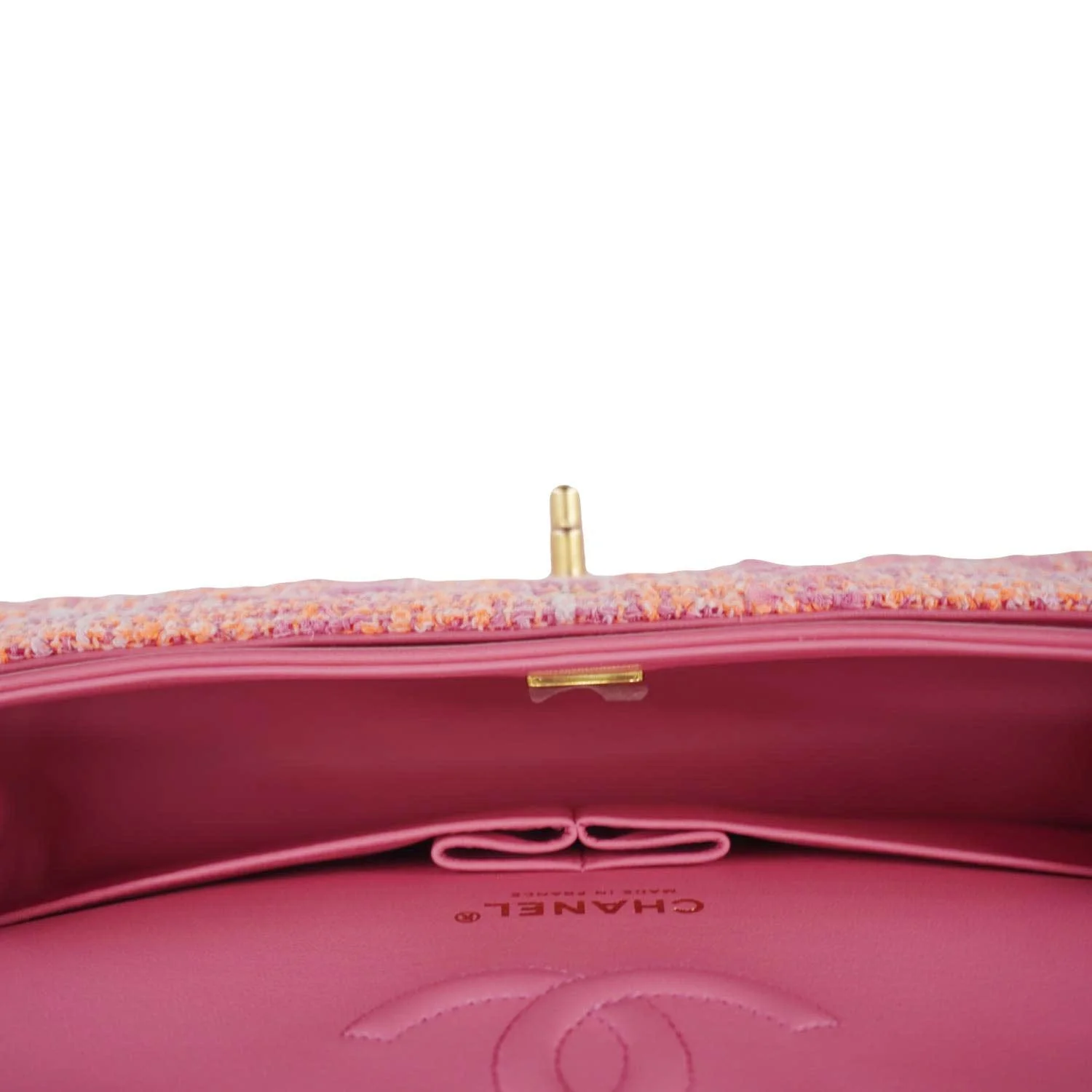 CHANEL Rectangular Flap Medium Quilted Tweed Shoulder Bag Pink - Image 15