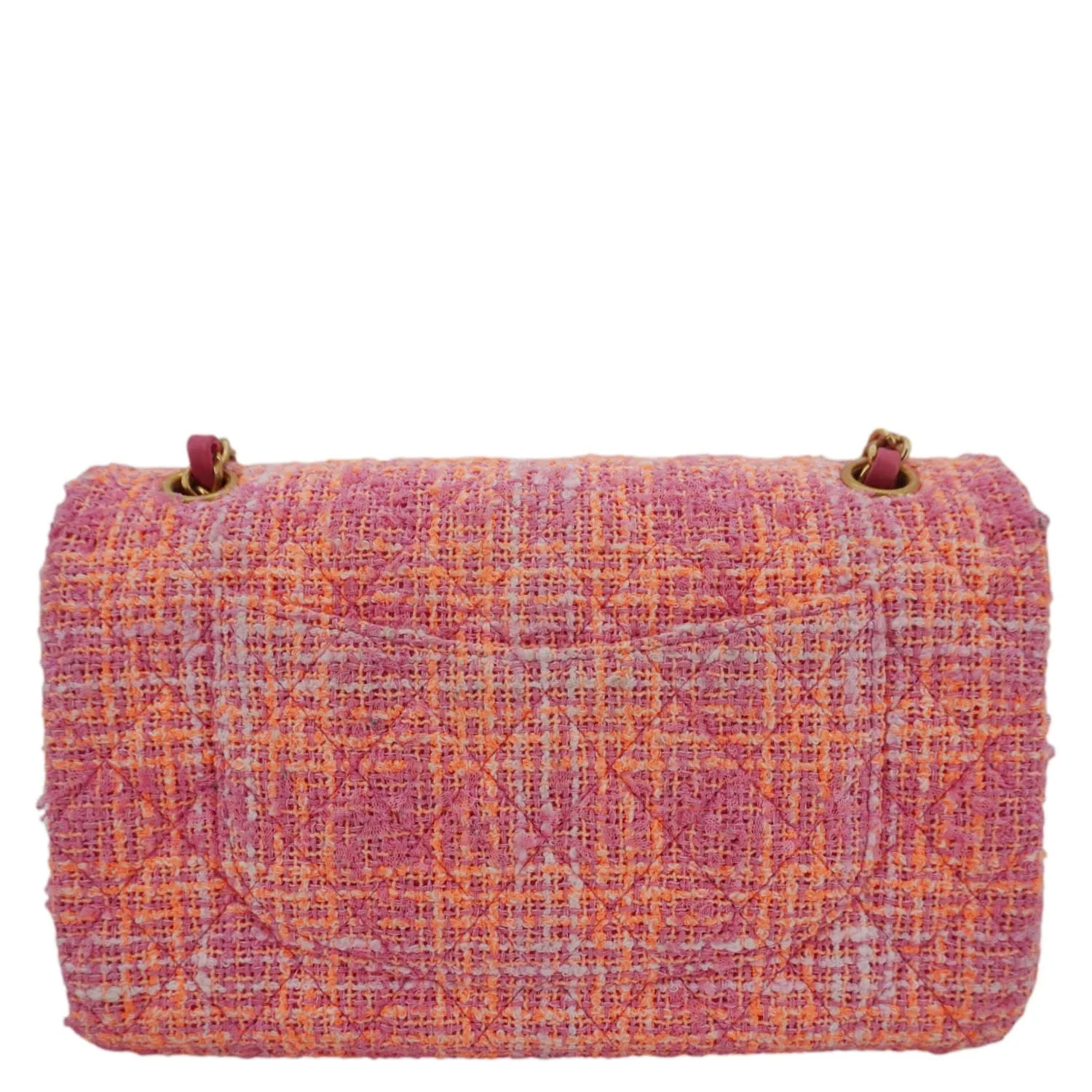CHANEL Rectangular Flap Medium Quilted Tweed Shoulder Bag Pink - Image 5