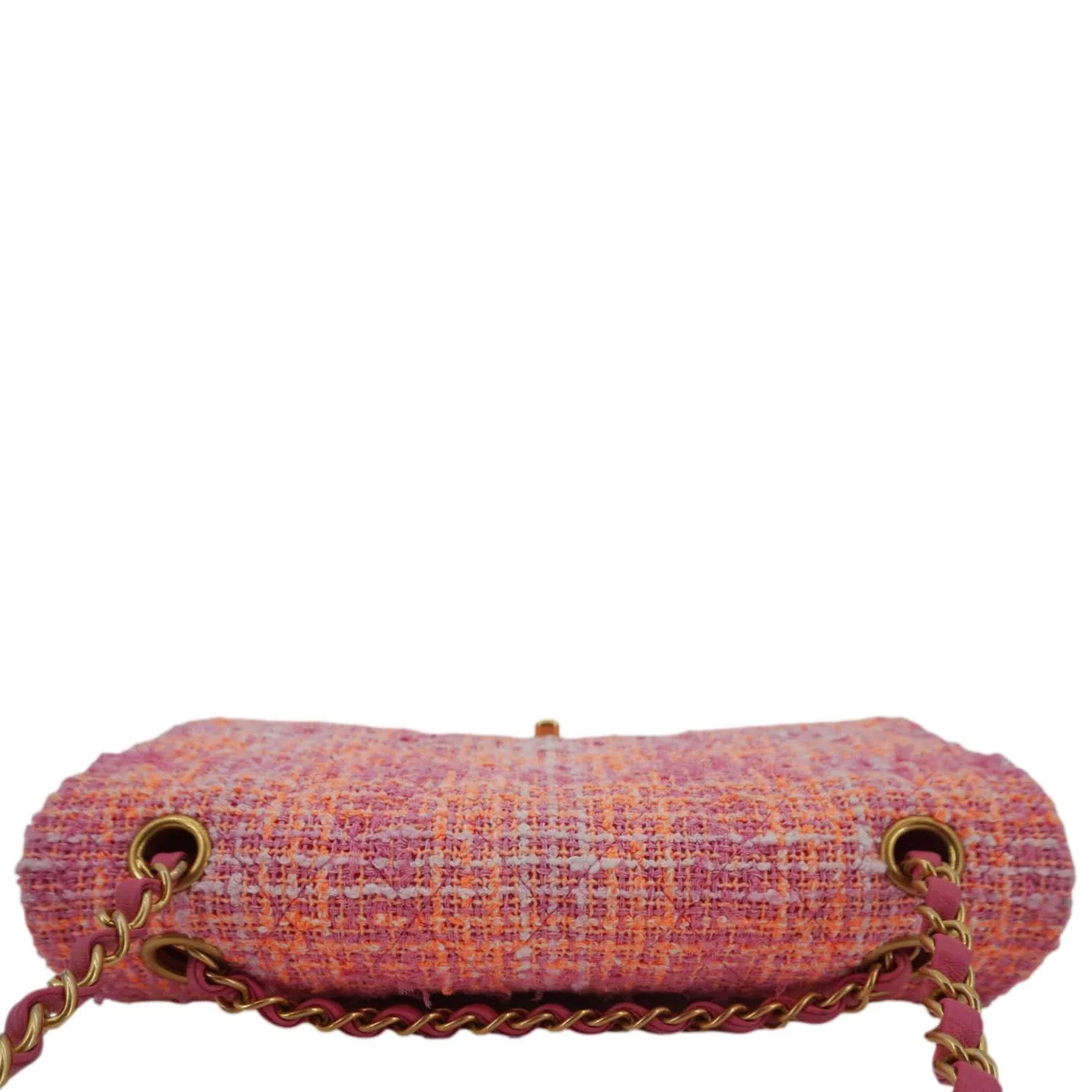 CHANEL Rectangular Flap Medium Quilted Tweed Shoulder Bag Pink - Image 6