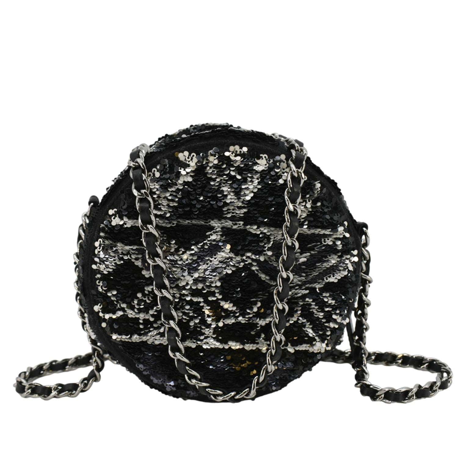 CHANEL Round Tweed Clutch Crossbody Bag Black - Image 3