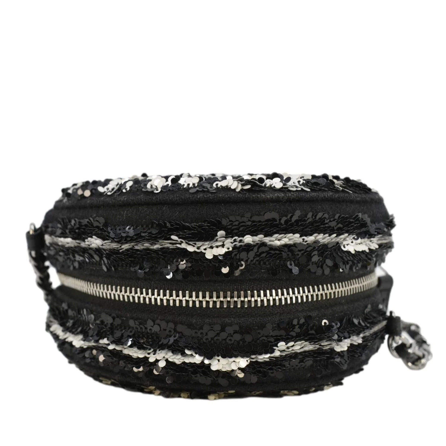 CHANEL Round Tweed Clutch Crossbody Bag Black - Image 4